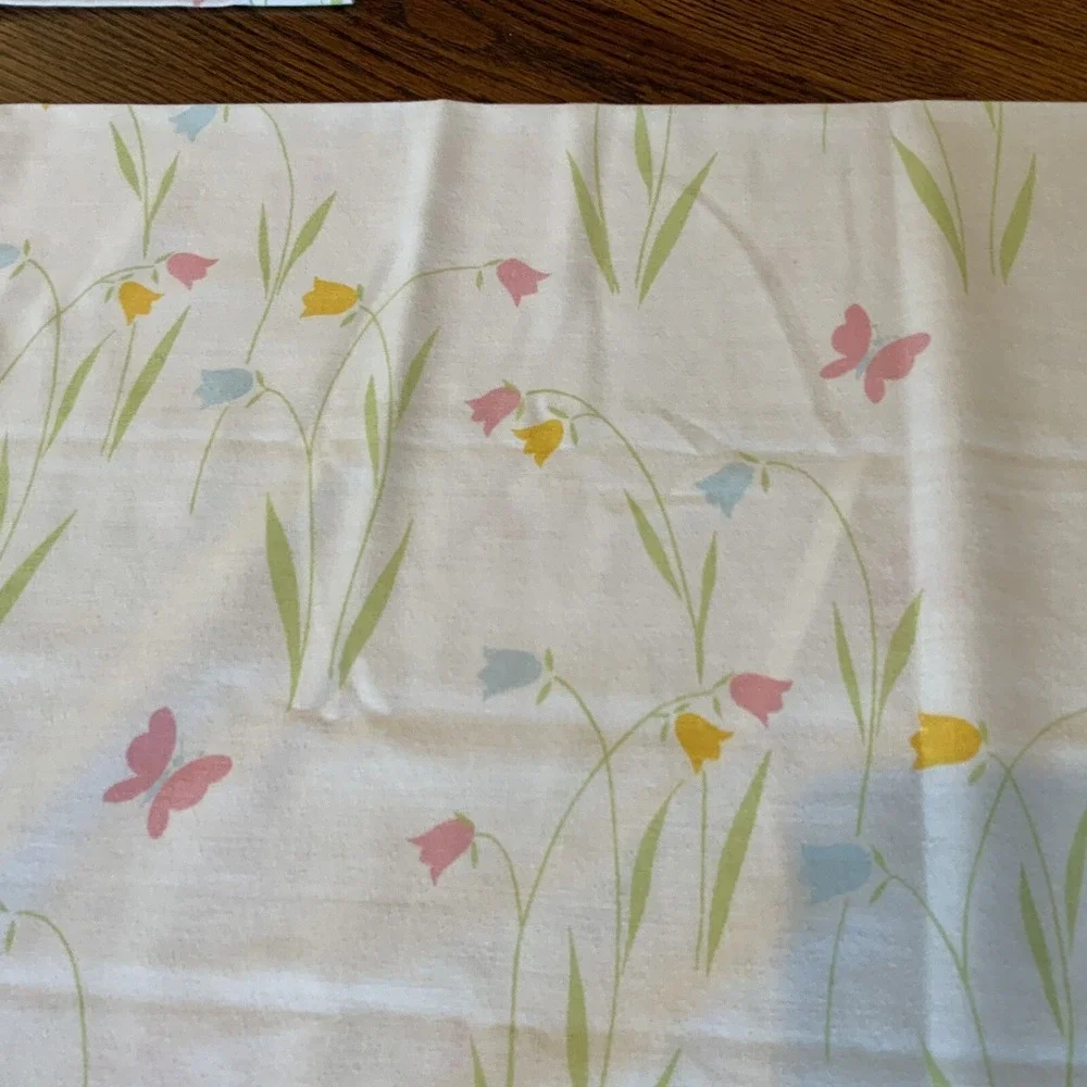 3 Vintage Danville‎ Pillowcases Blue Green Pink Floral Butterfly Standard Size
